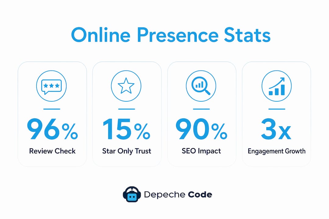 infographic highlighting key online presence statistics
