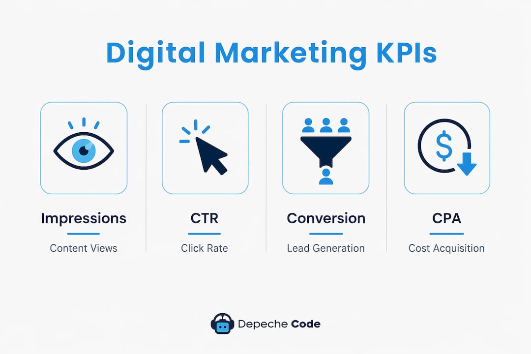 the role of digital marketing in business growth 2026 3 infographic showing key digital marketing performance metrics