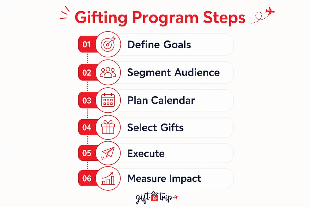 how to organize gifting programs for hr and managers 4 infographic outlining gifting program steps