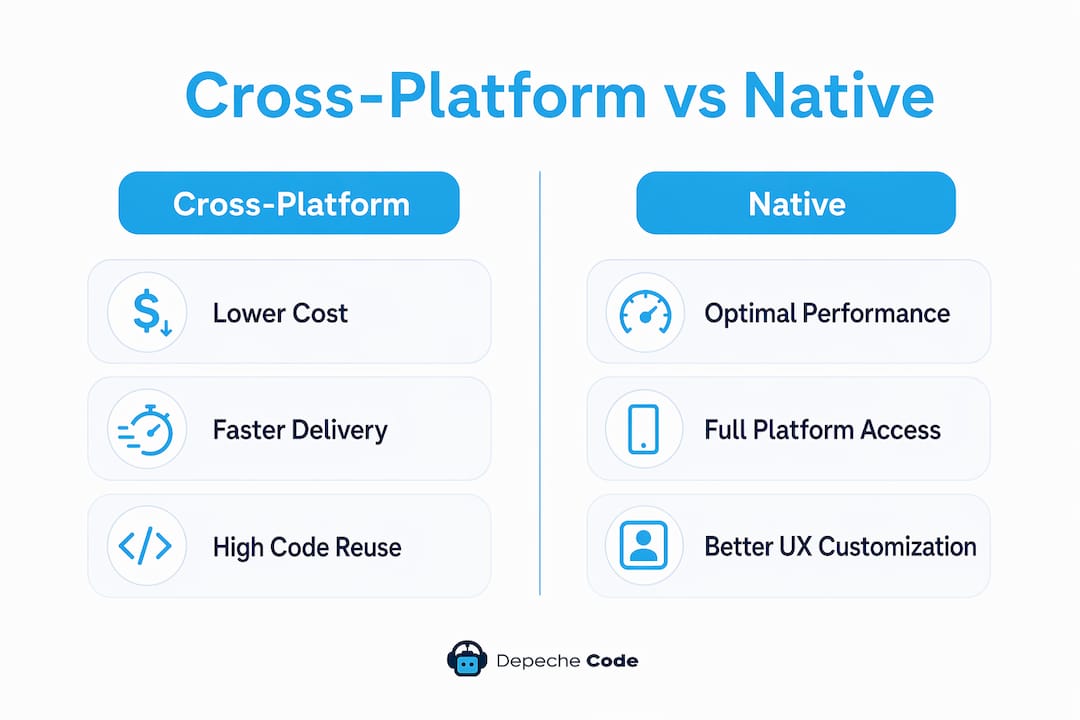 infographic comparing cross-platform and native development