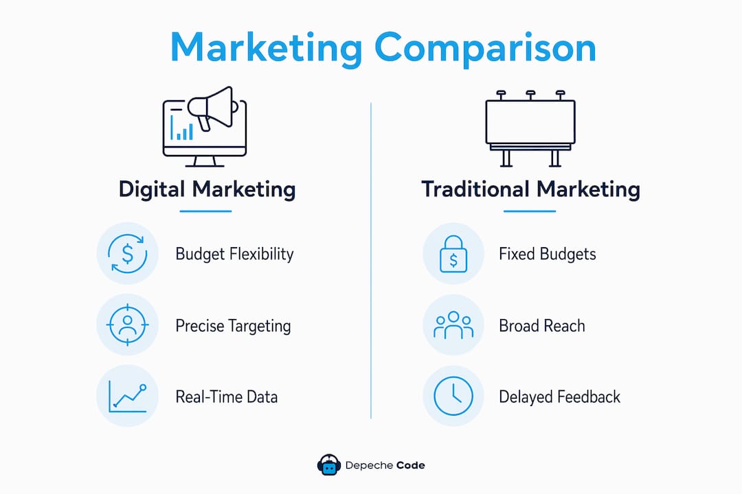 infographic comparing digital and traditional marketing