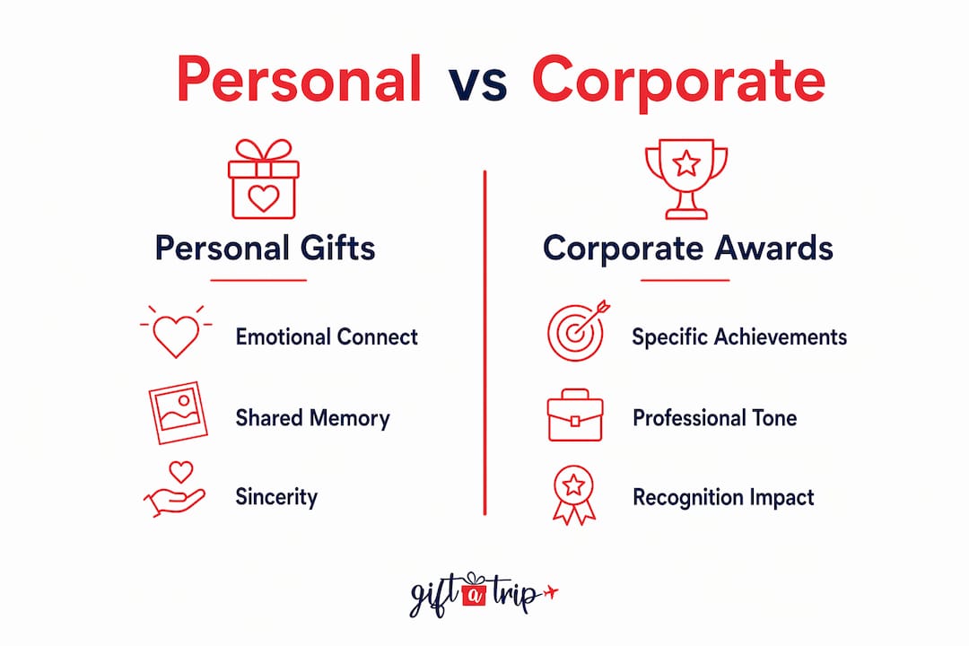 why add personal messages to travel certificates 4 infographic comparing personal and corporate travel certificate messages
