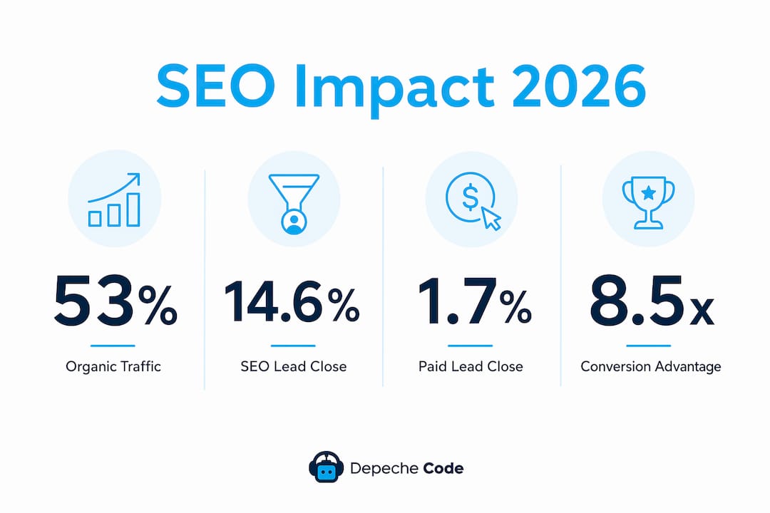 infographic showing key seo statistics for 2026