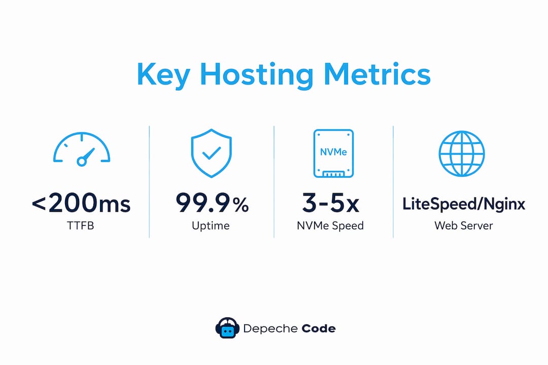 infographic showing key fast hosting technical metrics