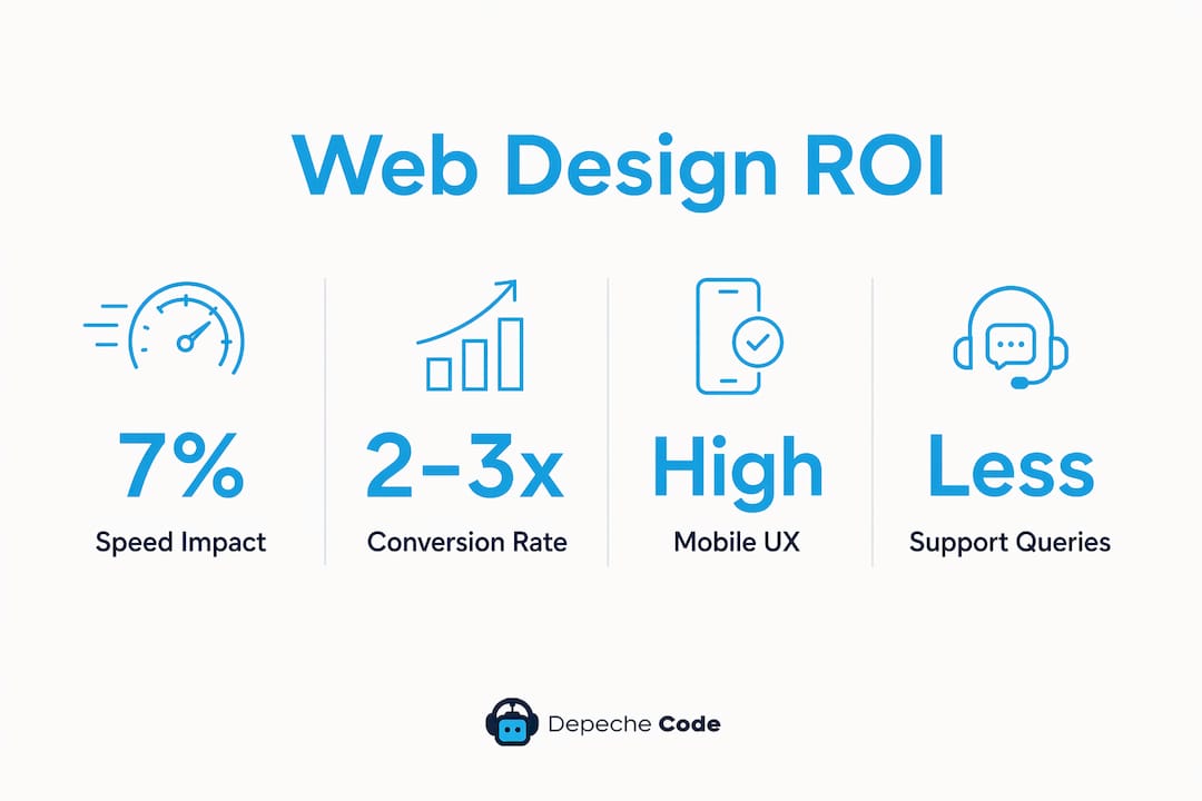 infographic showing key roi metrics from web design