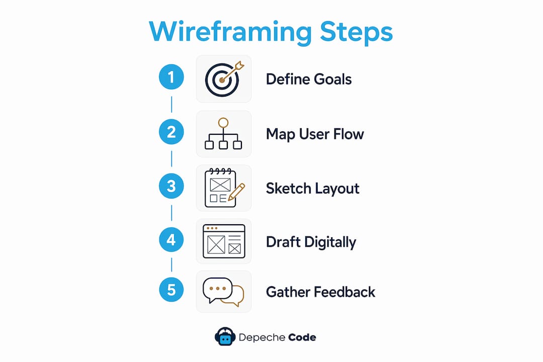 how to create website wireframes: a 2026 guide 3 infographic outlining wireframing steps