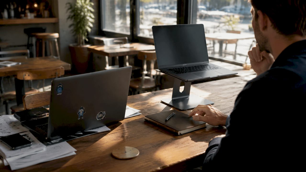 side-by-side workspace comparison of website quality