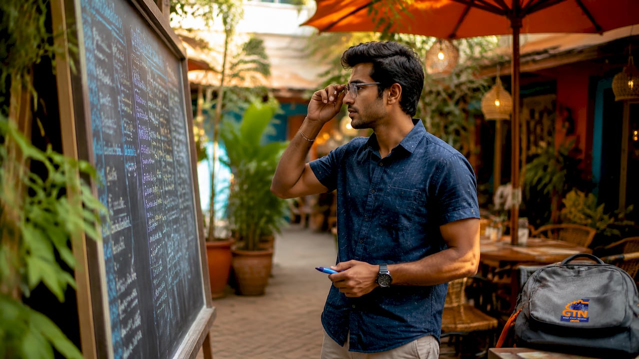 travel coordinator planning logistics with whiteboard