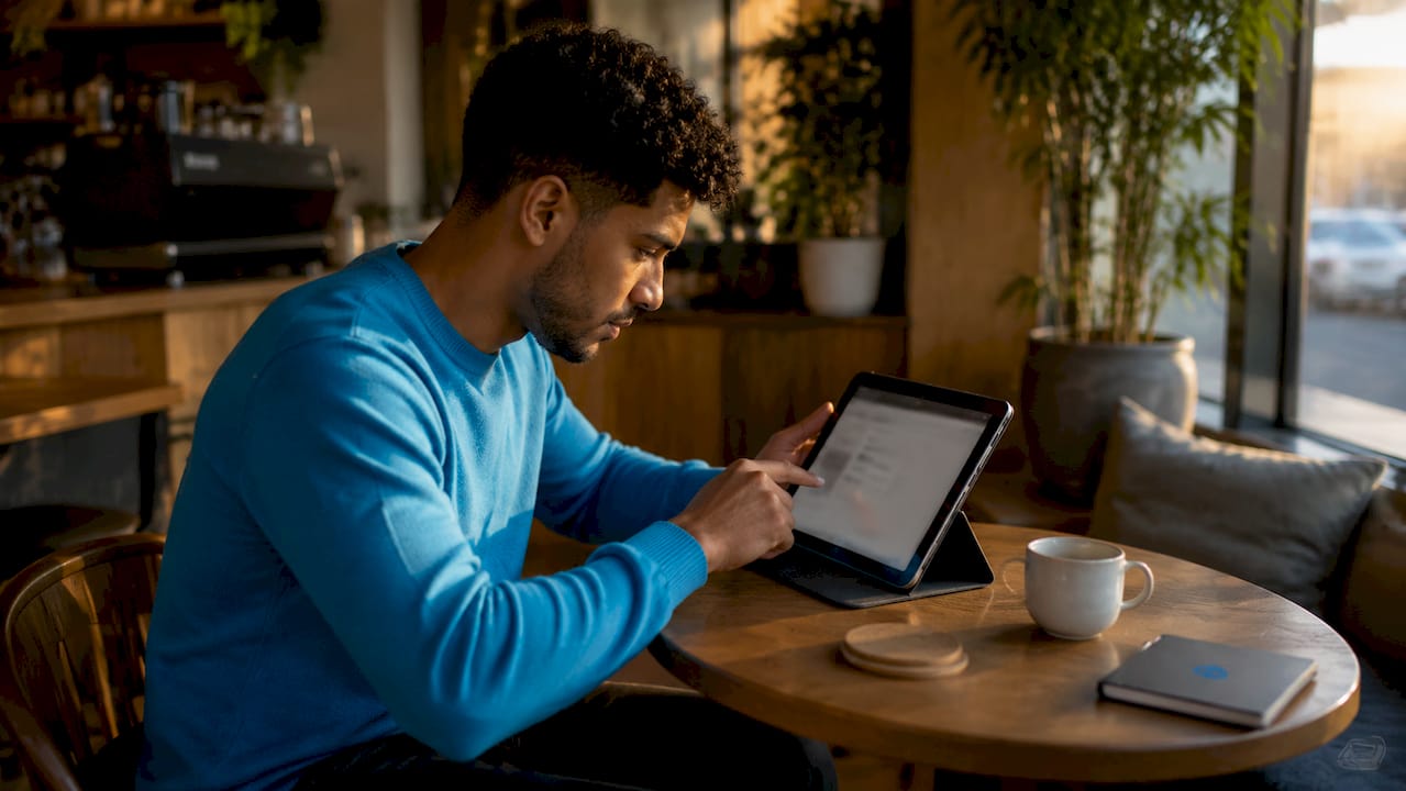 user filling out web form on tablet