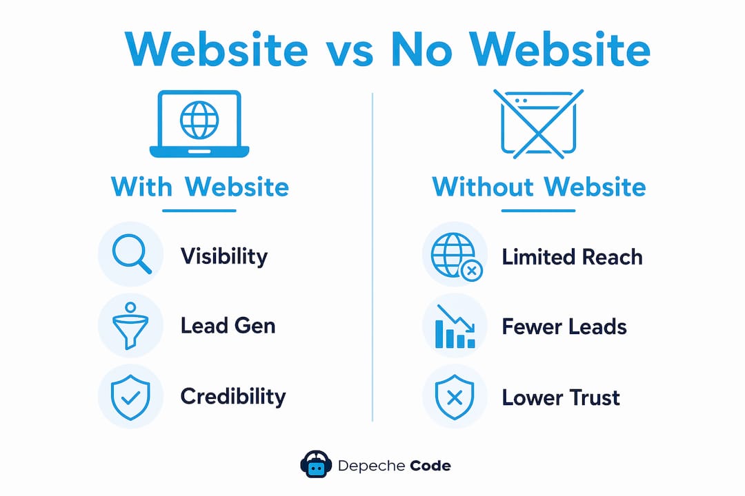 infographic comparing businesses with and without websites