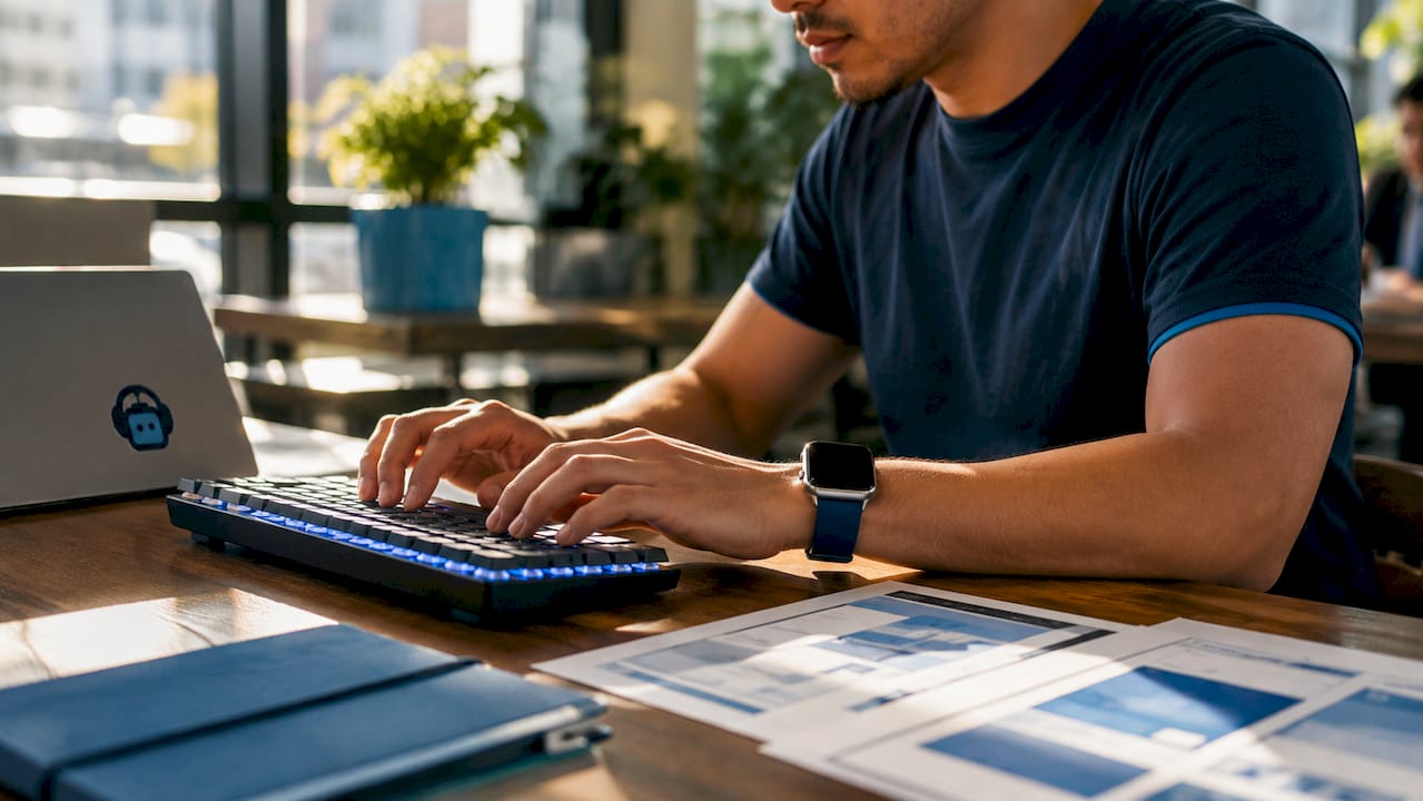 interactive website features: top 10 picks for 2026 3 close-up of hands typing on keyboard in home office