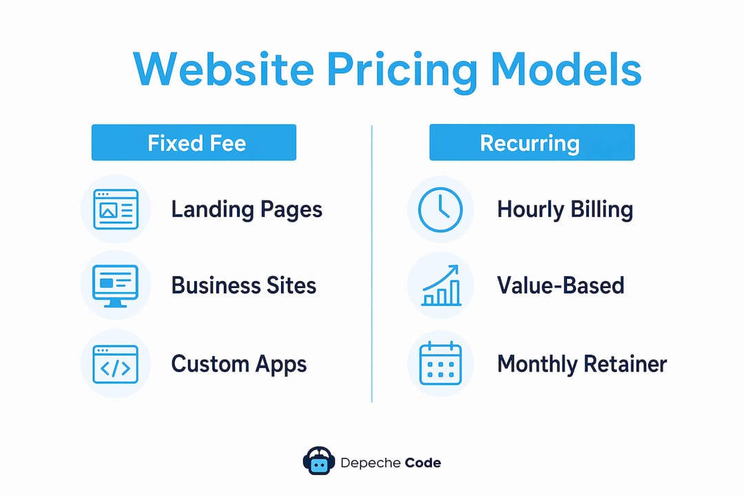 website pricing model explained: your 2026 budget guide 4 infographic comparing website pricing models