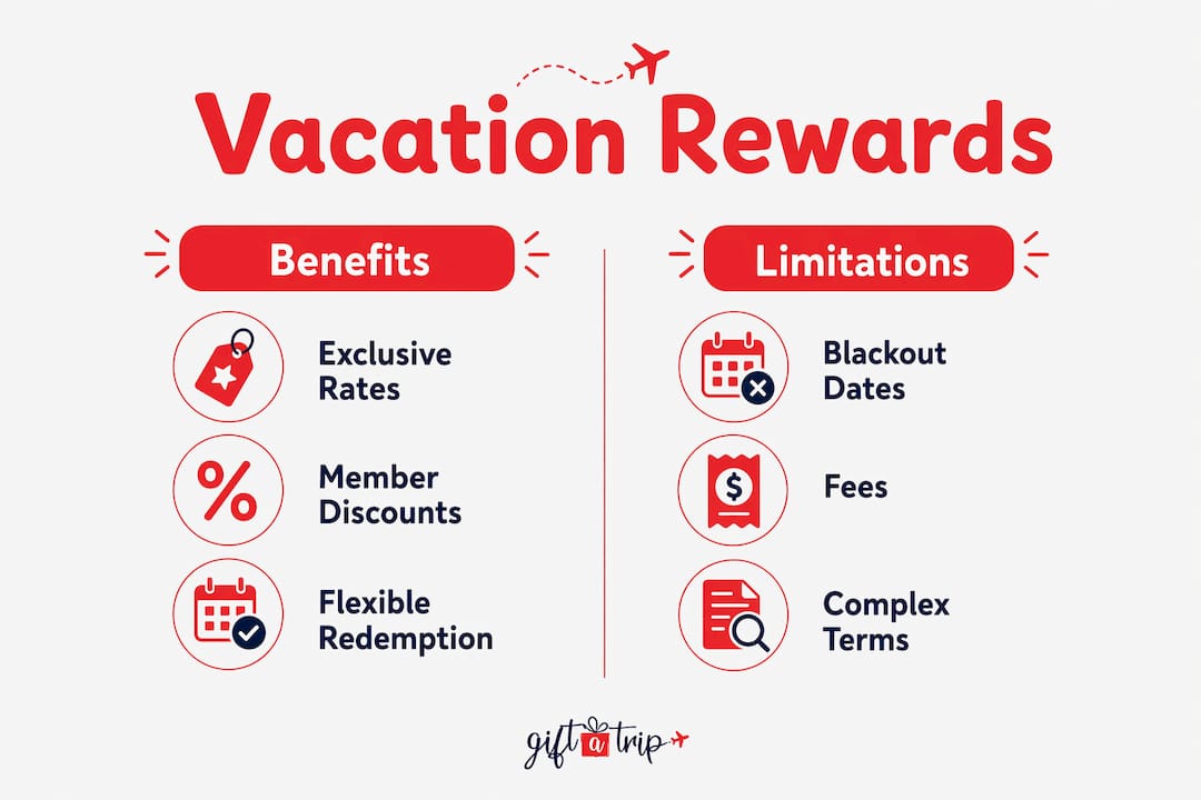 what is a vacation rewards program? 2026 guide 4 infographic comparing vacation rewards benefits and limitations