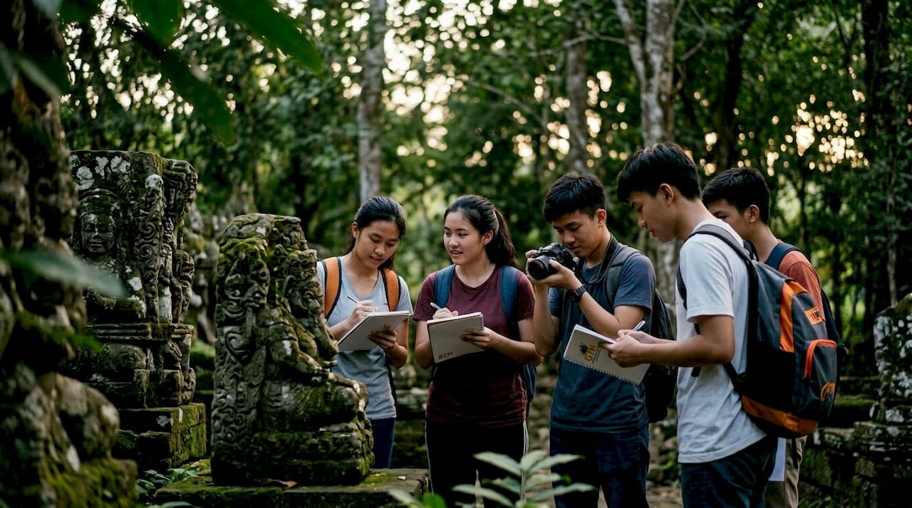 travel destination scouting: a complete guide for planners 3 students exploring historic ruins on school trip