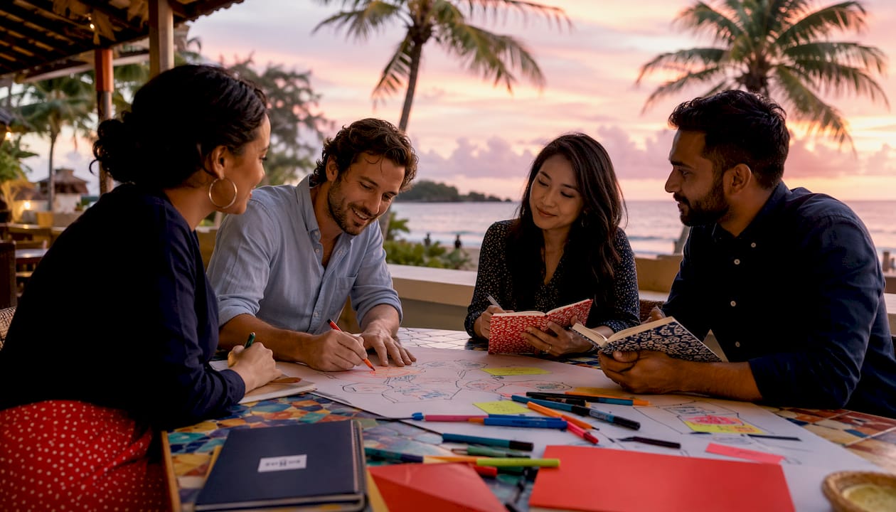 creative auction item ideas that maximize fundraising in 2026 3 diverse group brainstorming creative auction ideas beachside