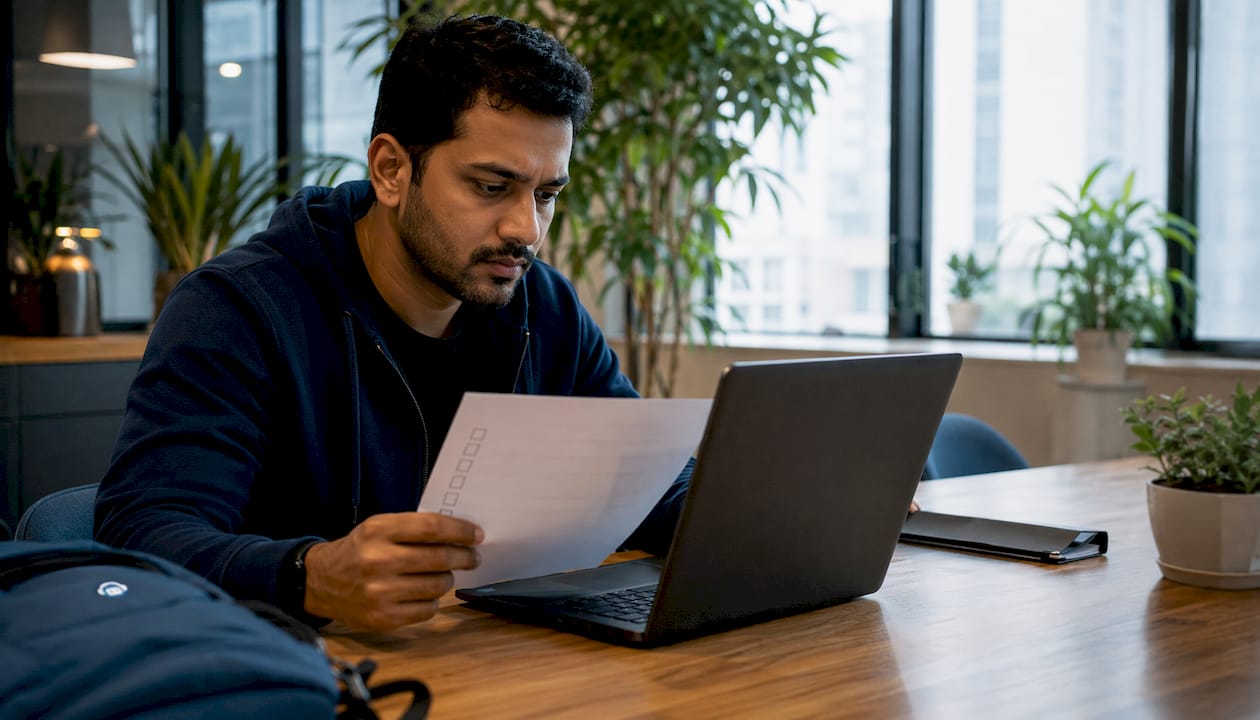 Analyst reviewing website security checklist