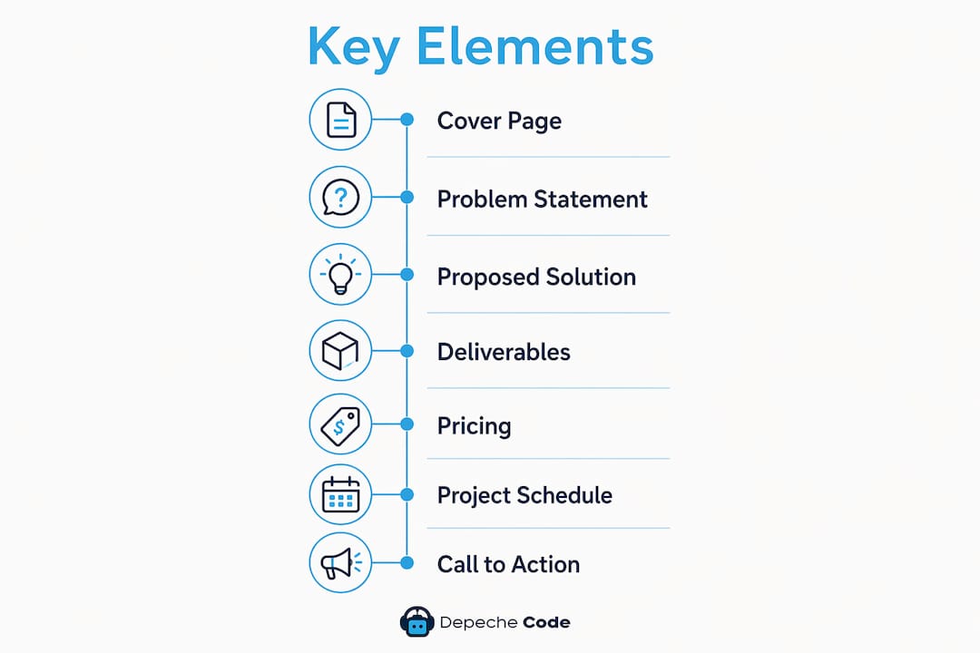 Infographic showing key website proposal elements