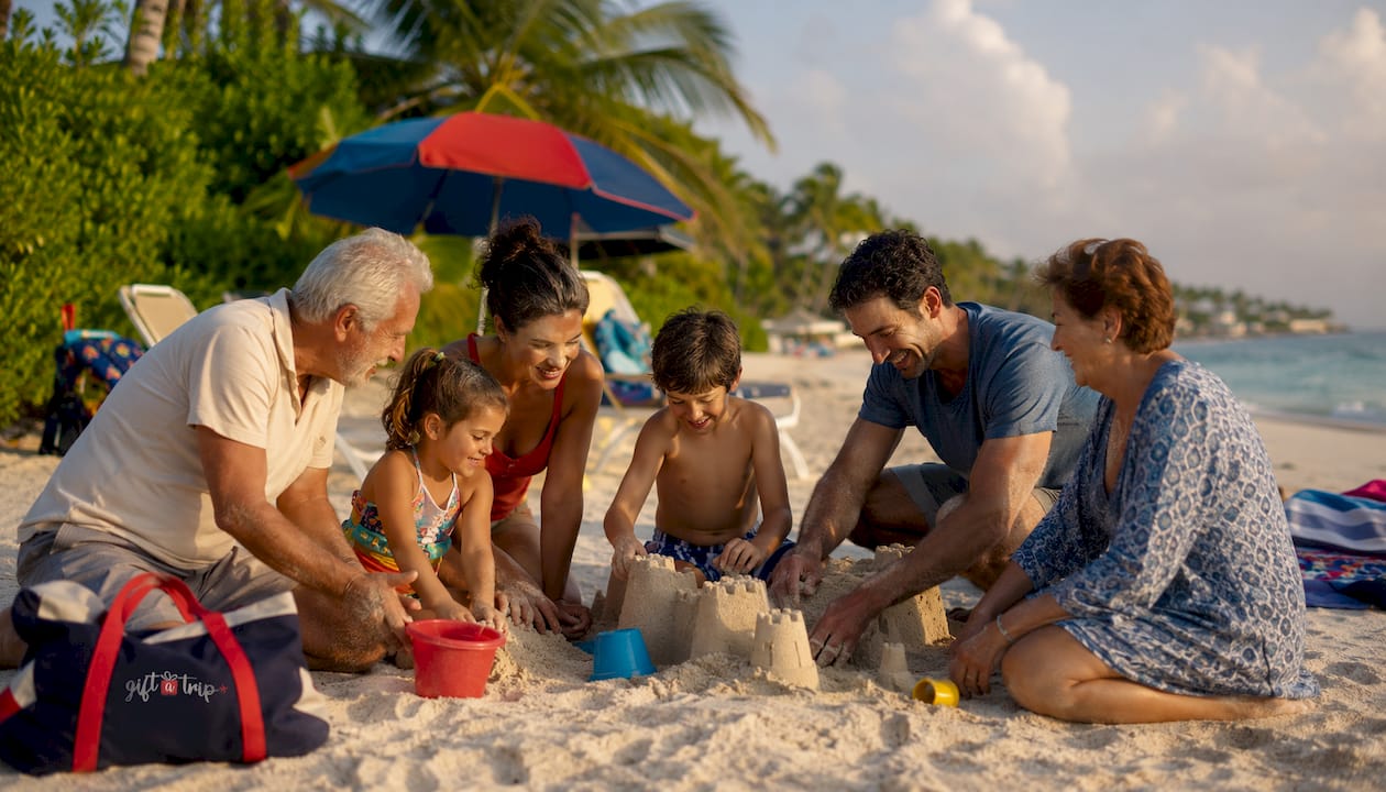 bulk travel certificate orders: step-by-step guide 2026 4 family strolling on tropical beach at sunset