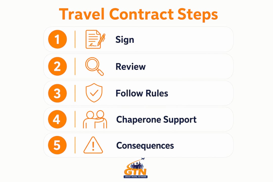 infographic outlining essential steps of student travel contract