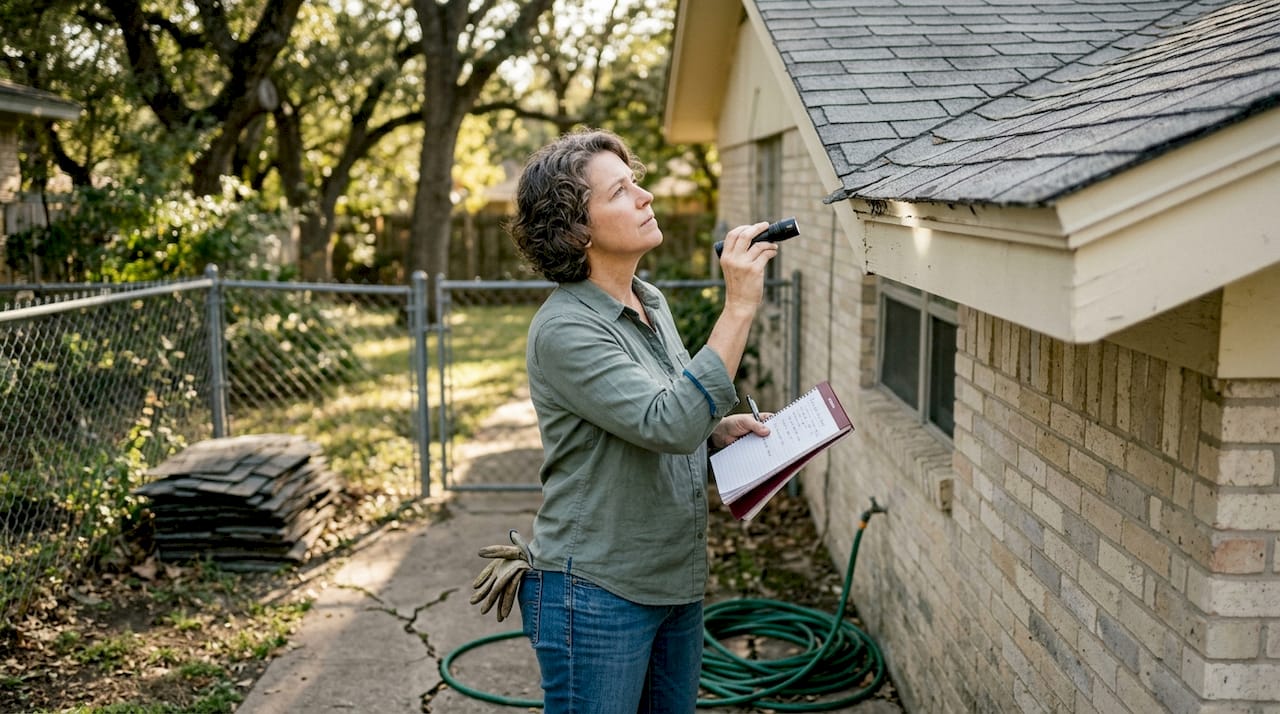 Inspecting home roof for property insurance maintenance Inspecting home roof for property insurance maintenance