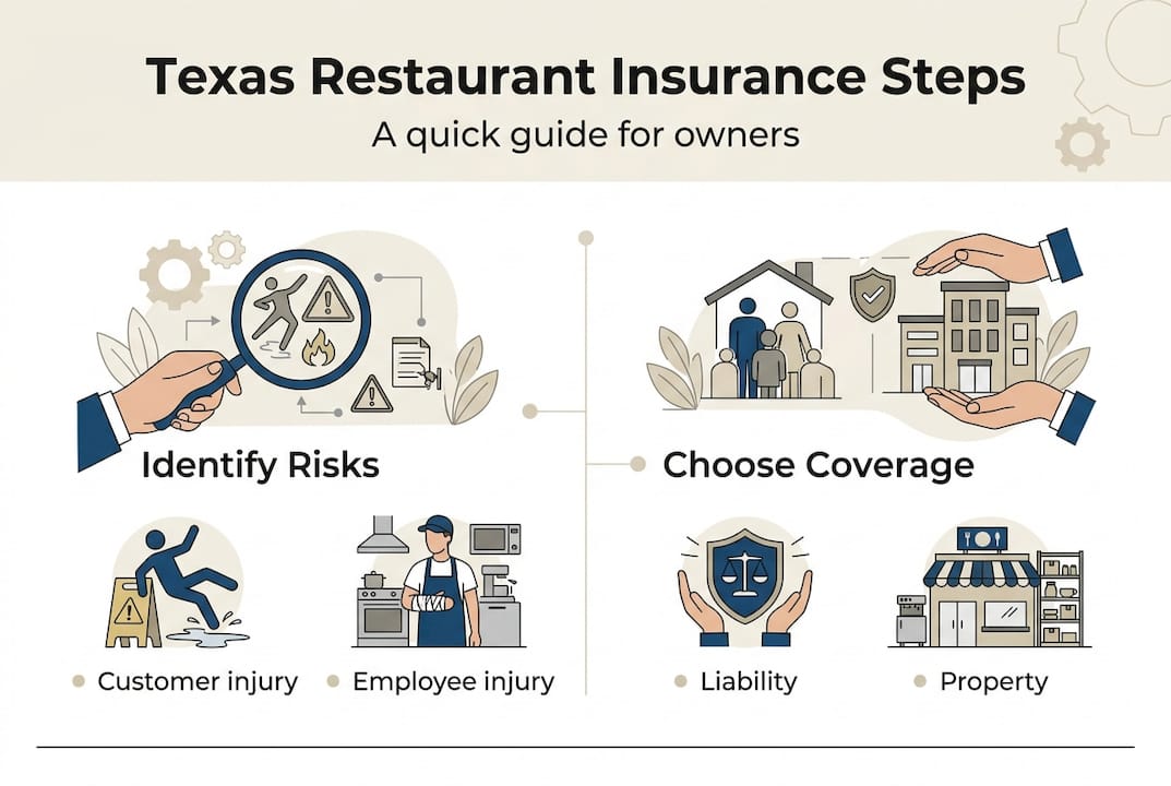 Infographic outlining steps for restaurant insurance