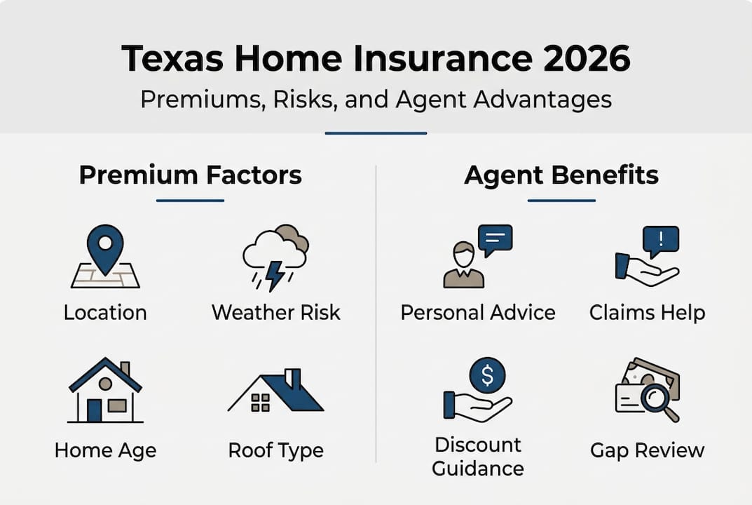 Infographic showing insurance premium factors and agent benefits