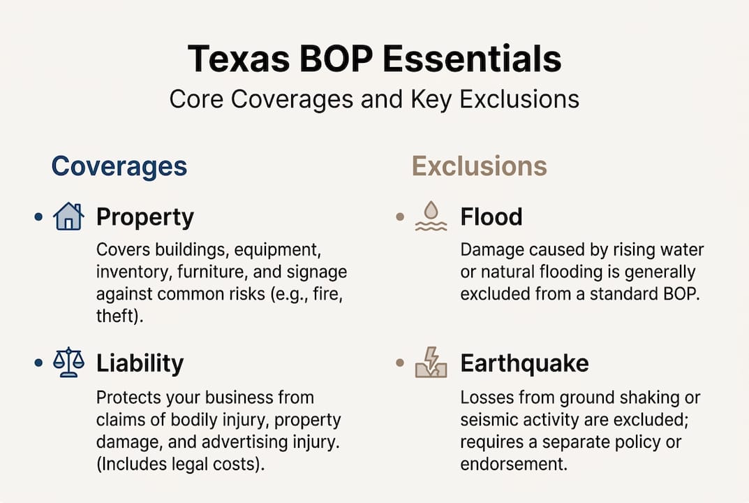 Infographic Texas BOP coverages and exclusions
