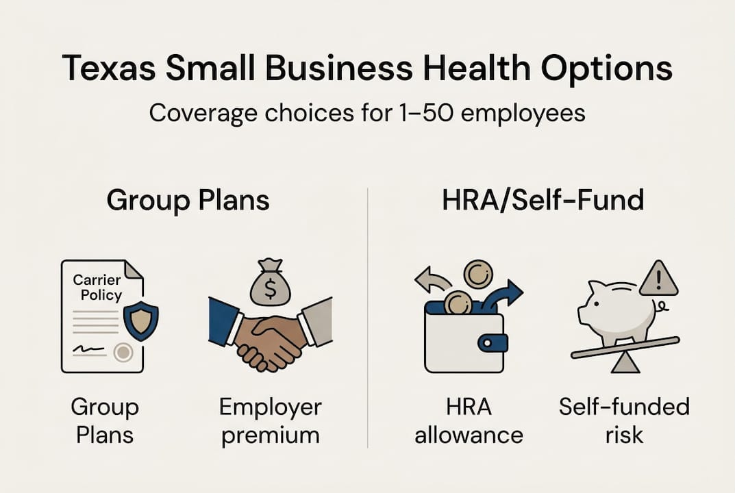 Infographic comparing Texas small business health plans