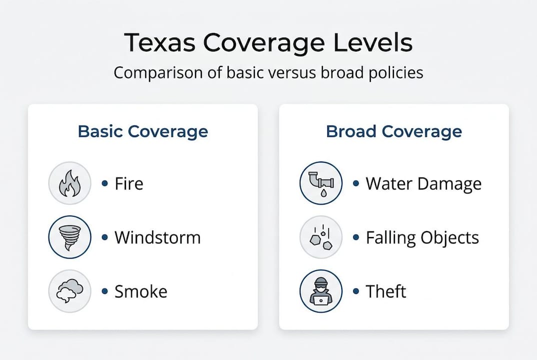 Infographic comparing Texas insurance coverage options