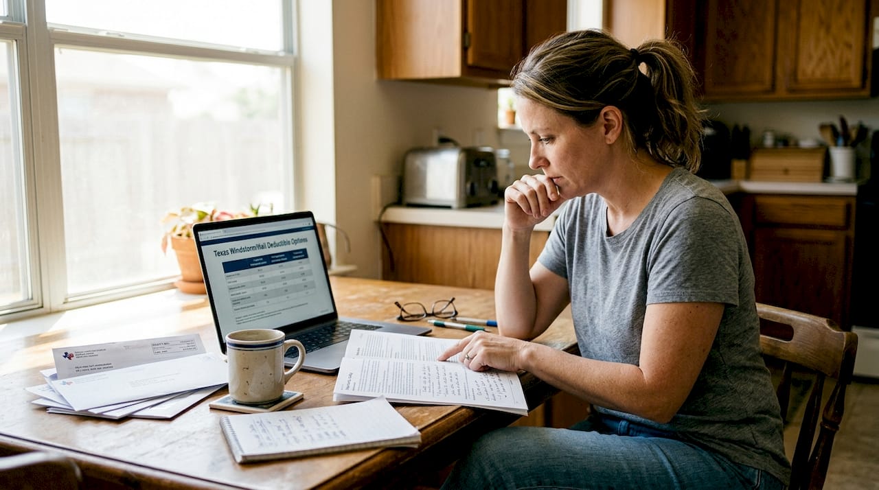 Texas homeowner reviewing insurance documents