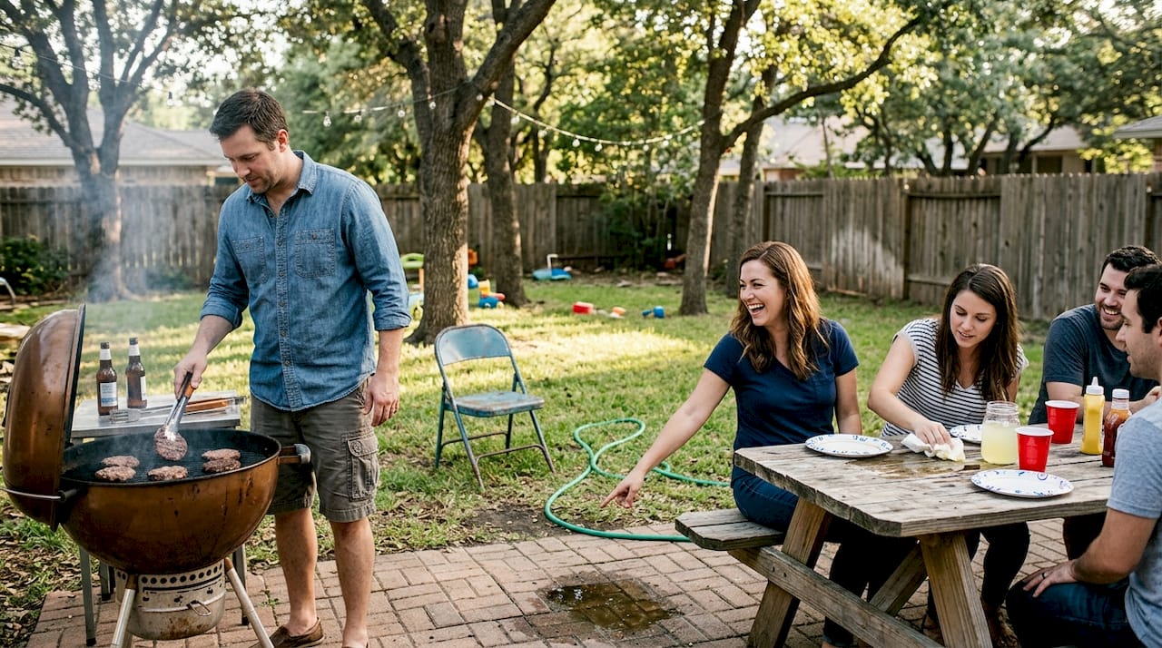 Backyard barbecue with common household liability risks
