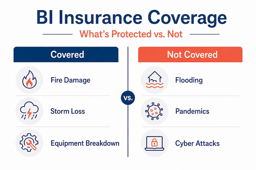 Infographic comparing covered vs not covered risks