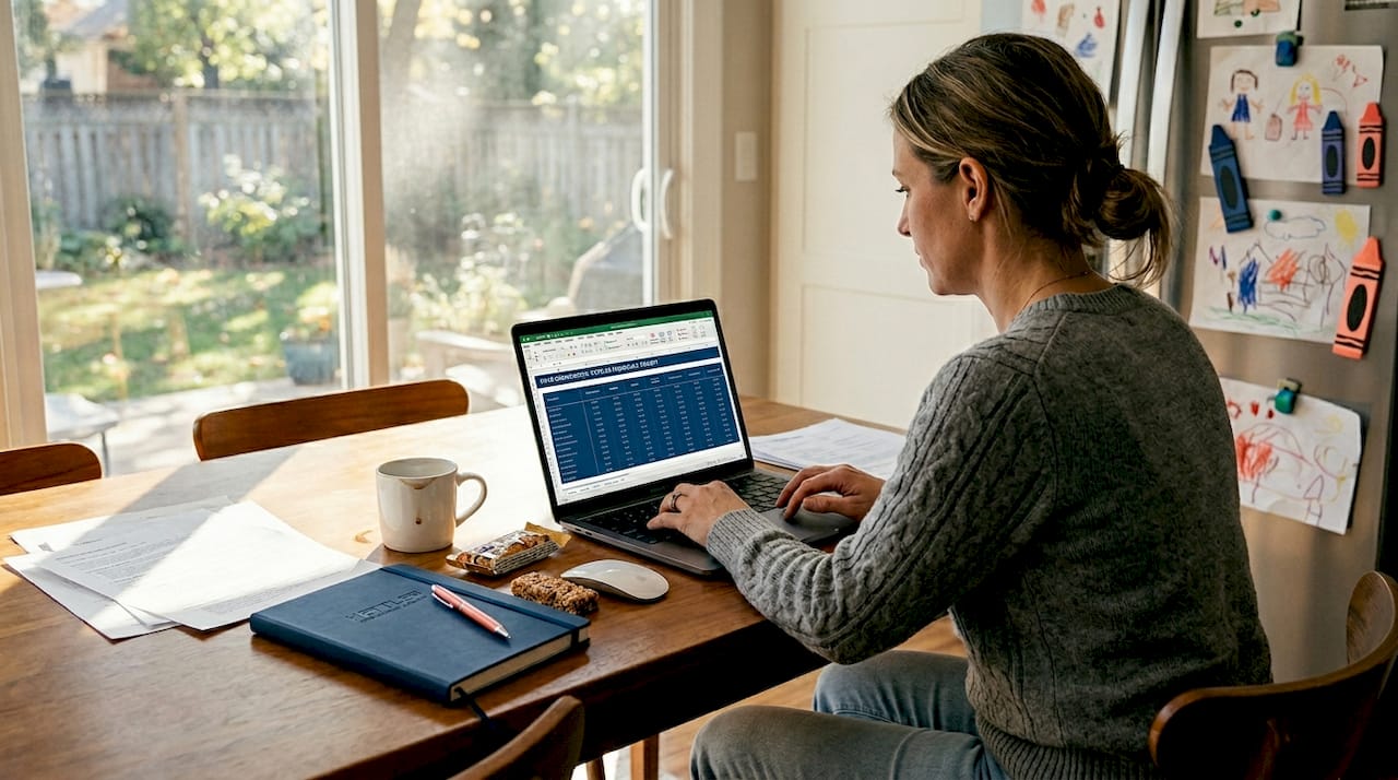 Agent compares insurance rates at home table