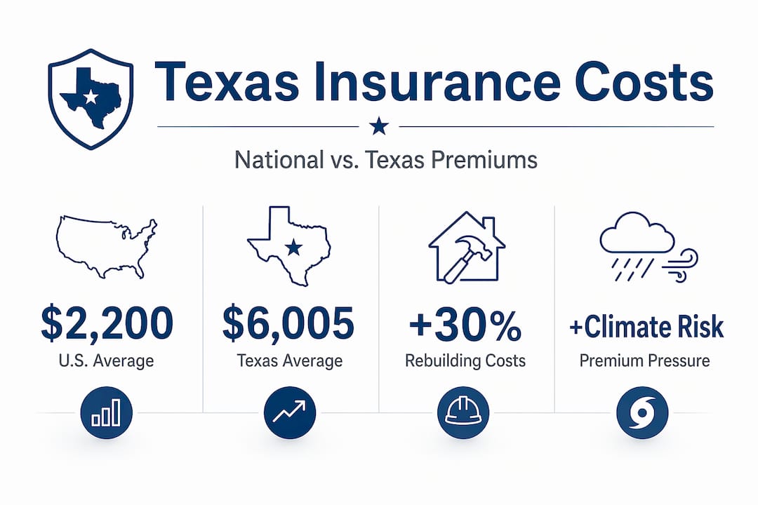 Infographic showing Texas insurance premiums comparison