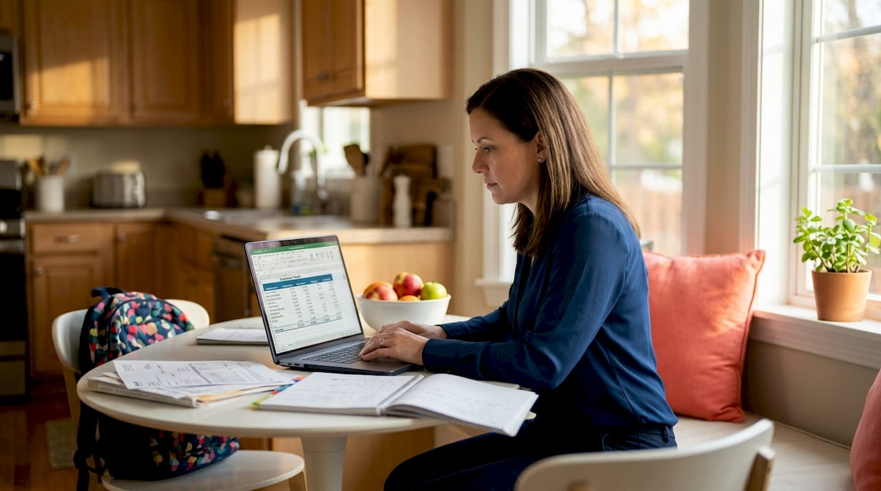 Parent calculating family insurance needs