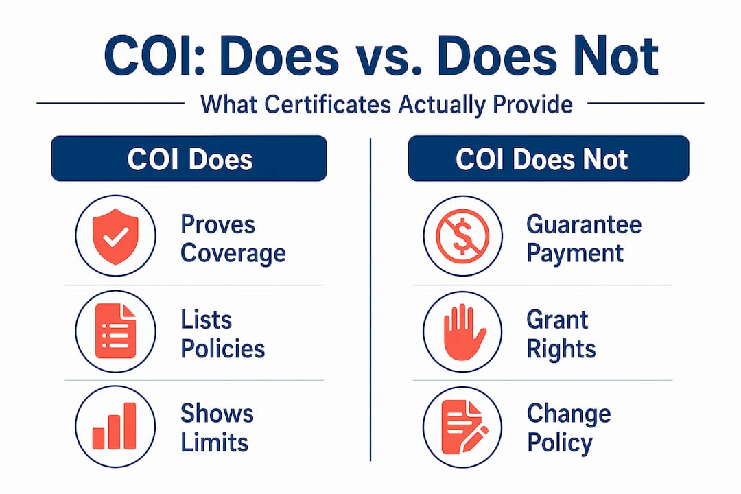 Infographic comparing what COIs do vs do not do