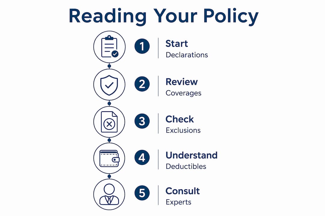 Infographic on steps to read insurance policy