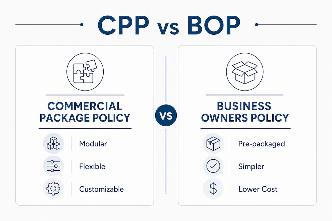 Infographic comparing CPP and BOP insurance policies