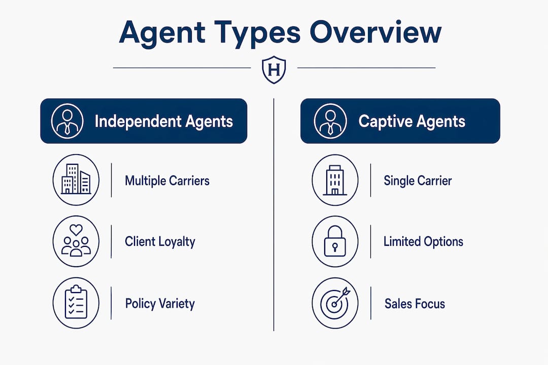 Infographic comparing independent and captive agents