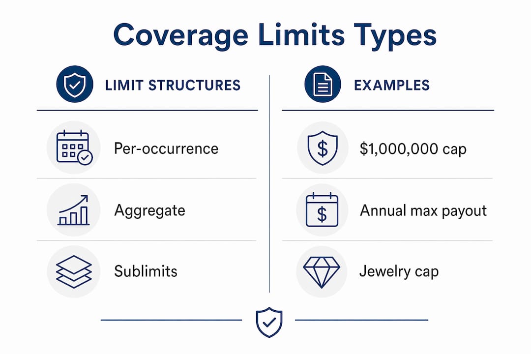 Infographic outlining types of insurance coverage limits