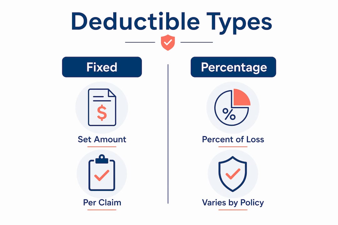 Infographic comparing fixed and percentage-based insurance deductibles
