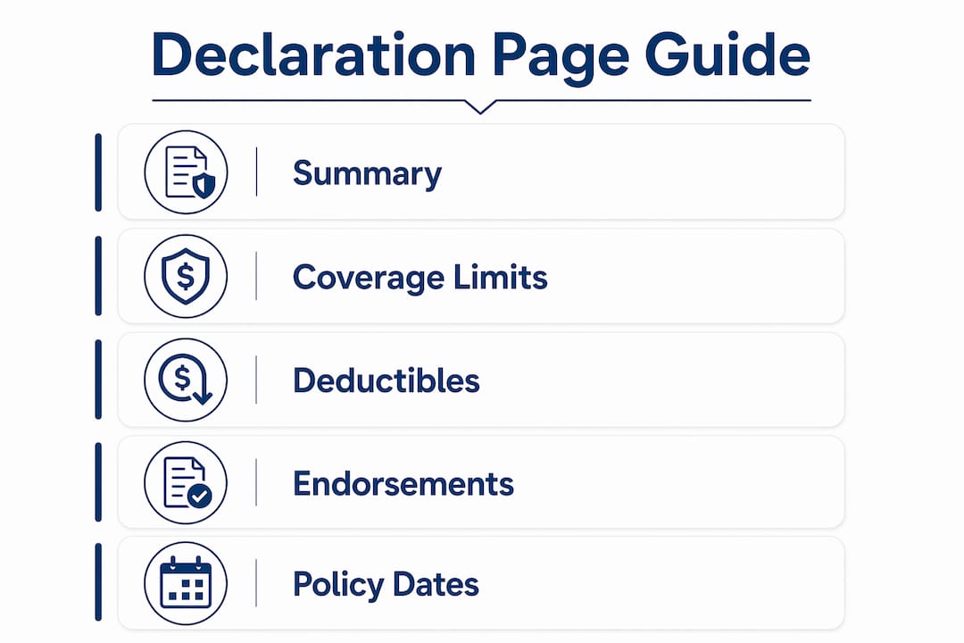 Infographic illustrating key elements of insurance declaration page