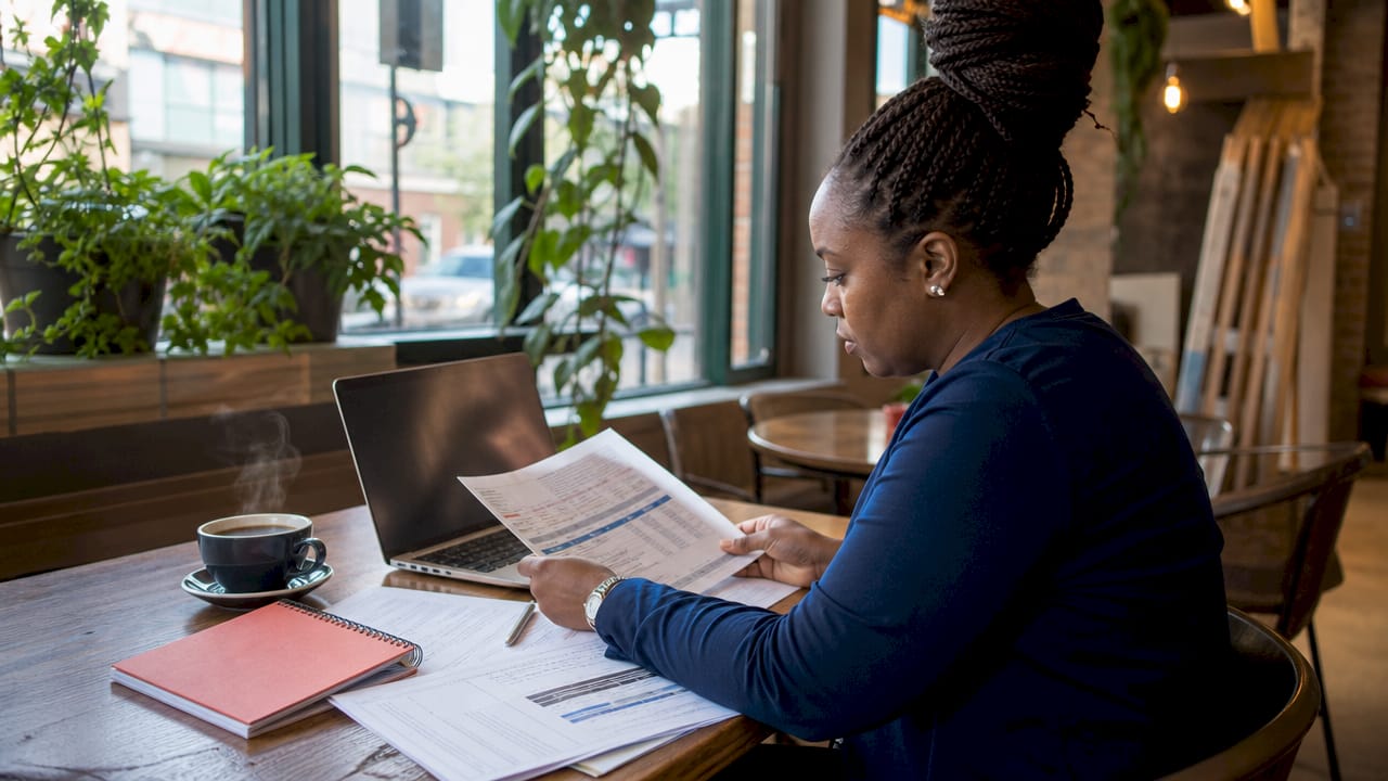 Female contractor reviewing insurance coverage details