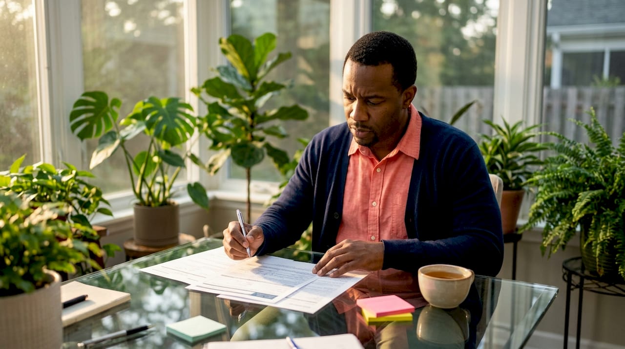 Hands filling insurance reinstatement documents