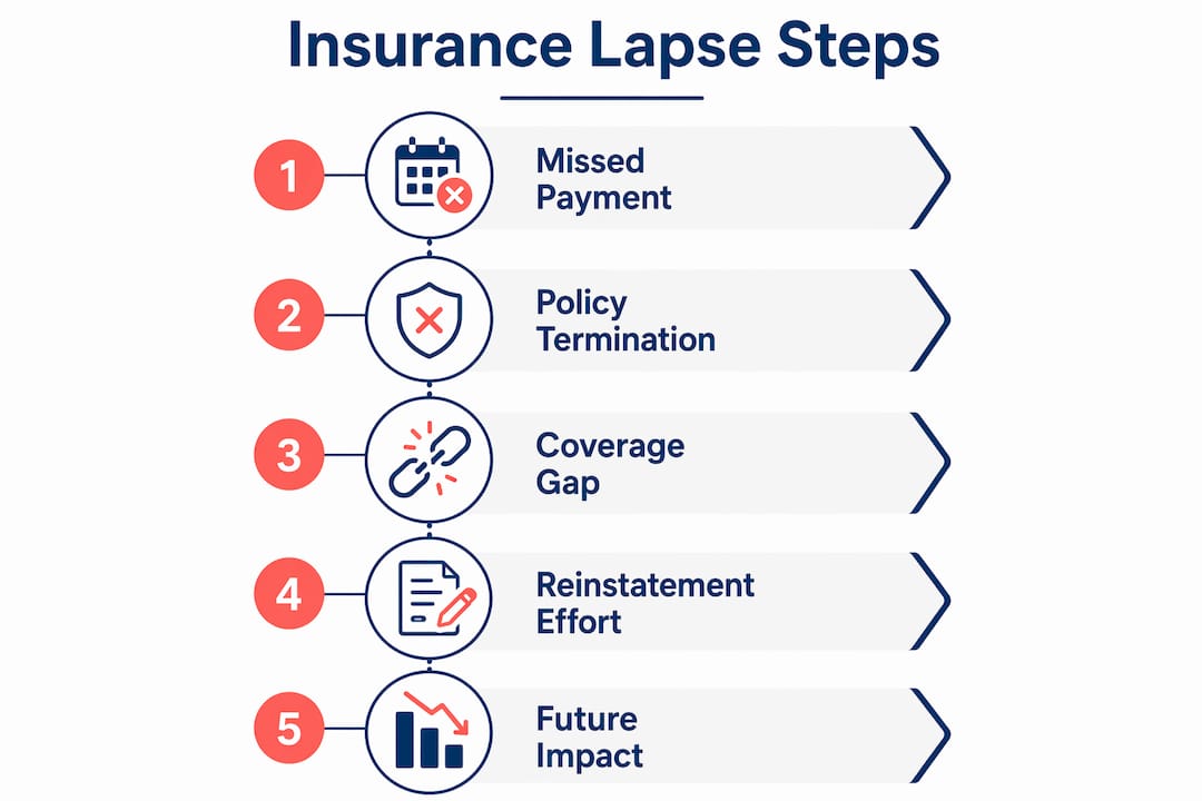 Step-by-step infographic on insurance lapse process