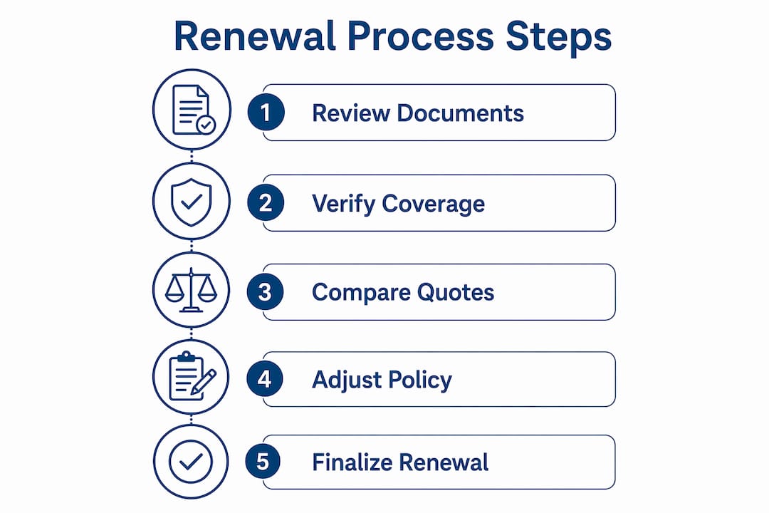 Infographic illustrating home insurance renewal steps