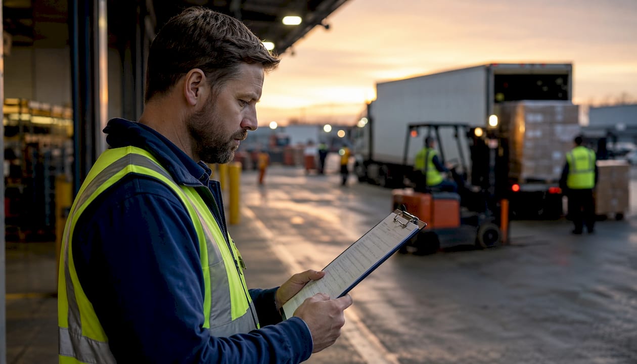 Warehouse manager overseeing insured assets