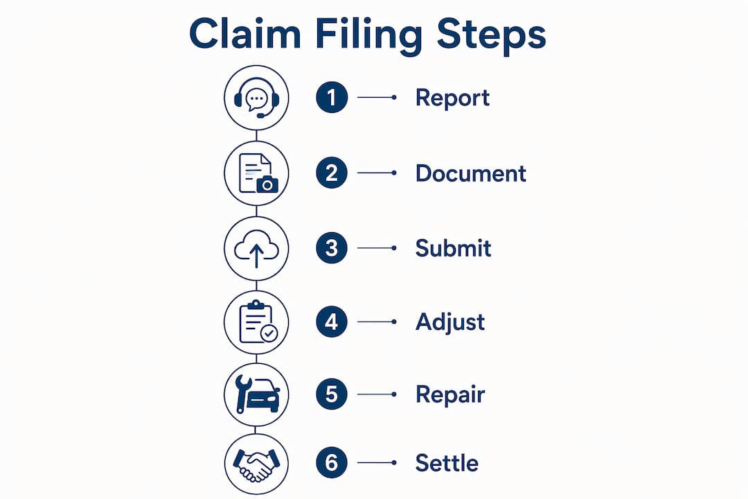 Infographic showing step-by-step auto insurance claim process