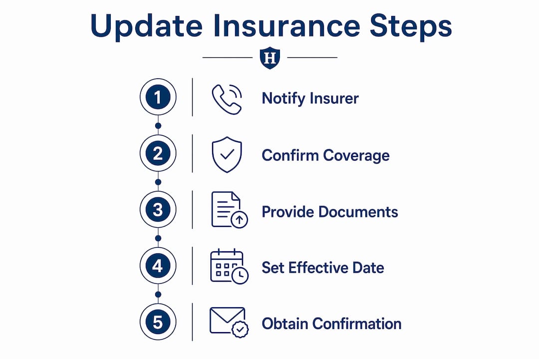 Infographic showing step-by-step insurance update checklist
