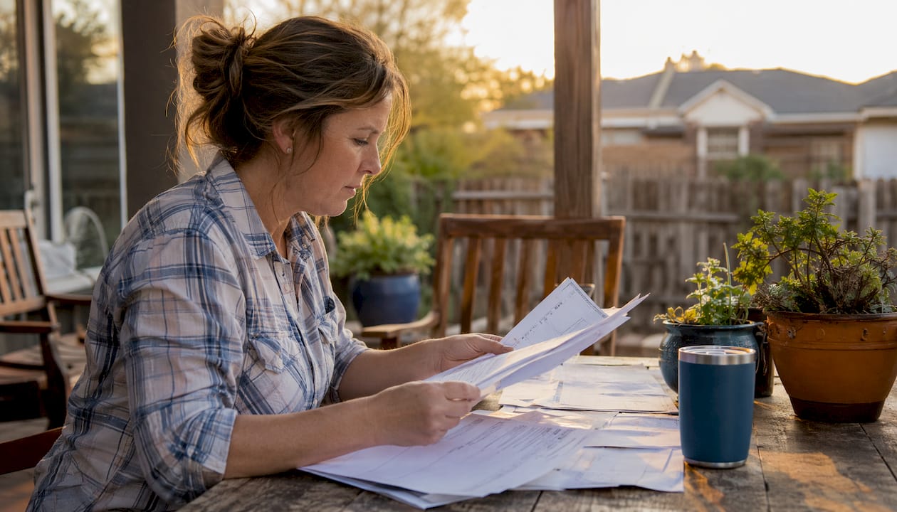 Contractor reviewing construction invoices